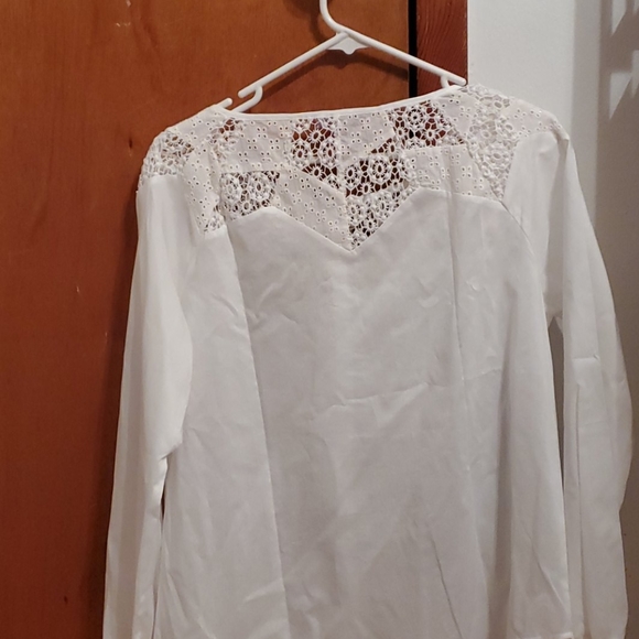 White on white embellished button down blouse - Picture 3 of 3